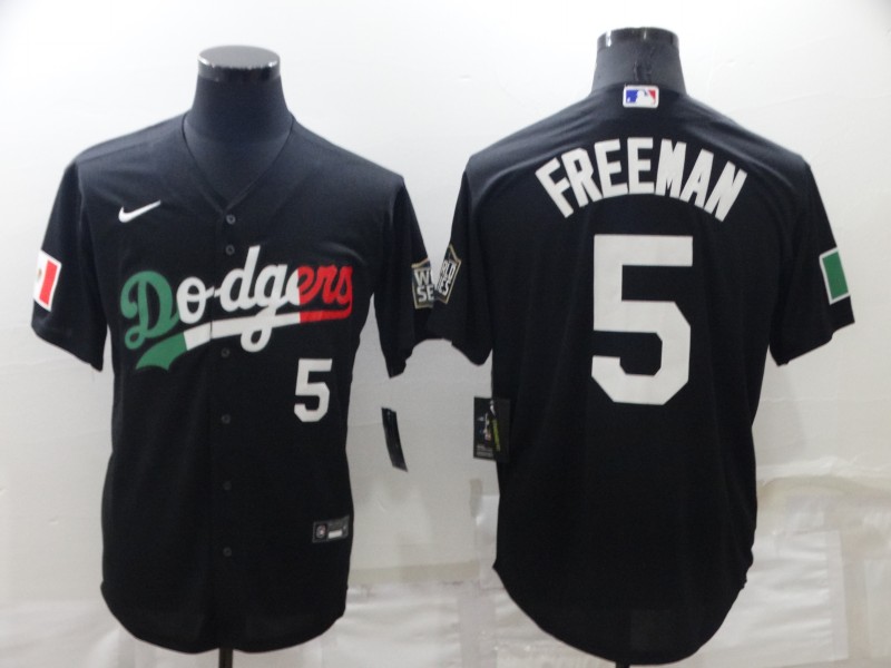 Men's Los Angeles Dodgers #5 Freddie Freeman Black Cool Base Stitched Baseball Jersey Men's Los Angeles Dodgers #5 Freddie Freeman Black Cool Base Stitched Baseball Jersey